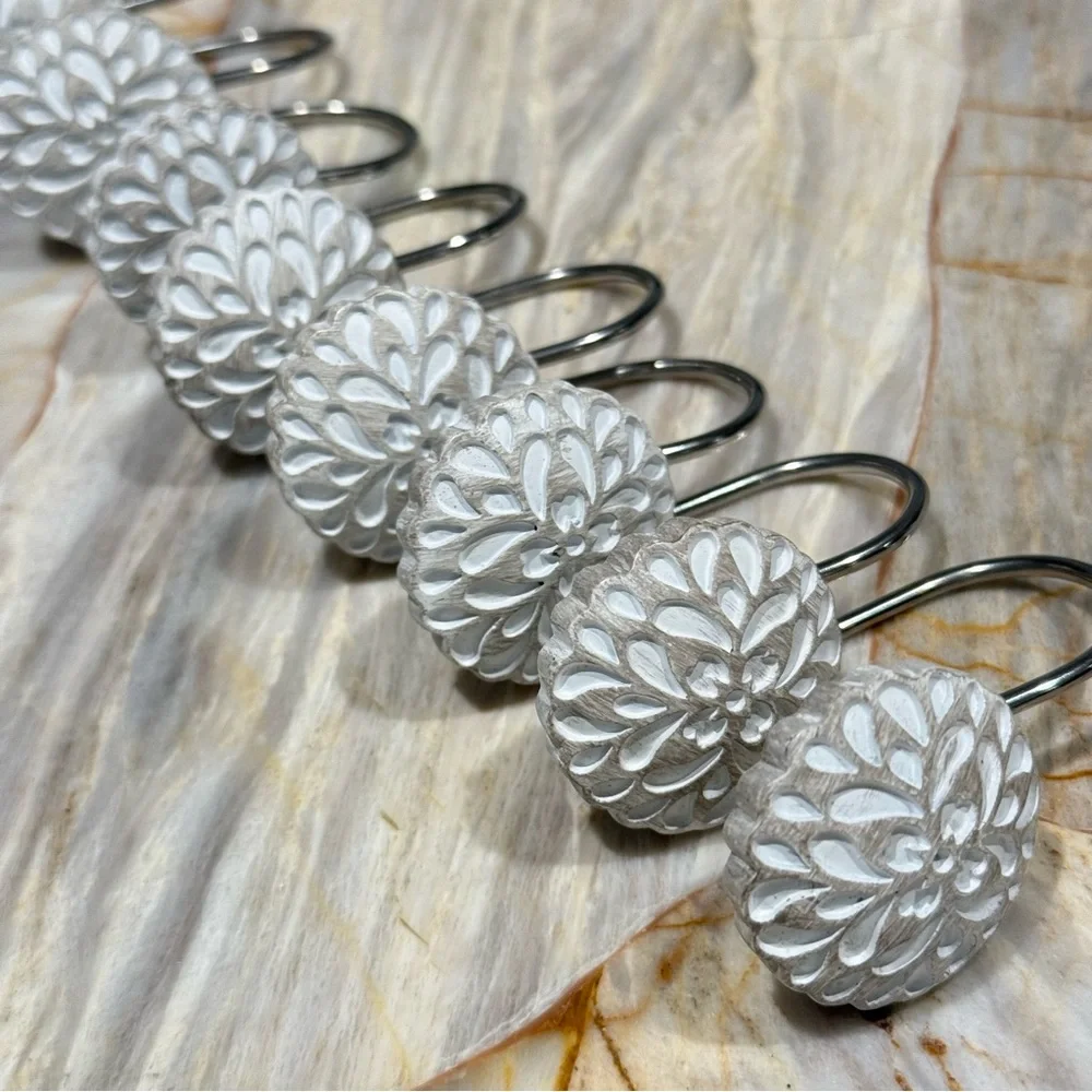 Rosett White‎ Resin Bathroom Curtain Hooks x12 total
